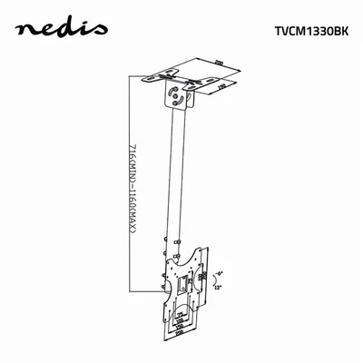Nedis Tvcm1330Bk Mennyezeti Tv Tartókonzol - Acél, 20 Kg-Ig