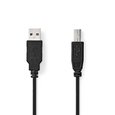 Nedis USB2.0 USB-A dugó - USB-B dugó kábel, 480Mbs, 10W, hossz 5m, CCGL60100BK50