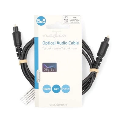 Nedis optikai audió kábel, TosLink dugó, hossz 1m, CAGL25000BK10