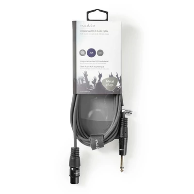 Nedis félprofi audió kábel COTH15120GY30, 6,35mm monó jack dugó - 3p XLR aljzat, hossz 3m, rugalmas