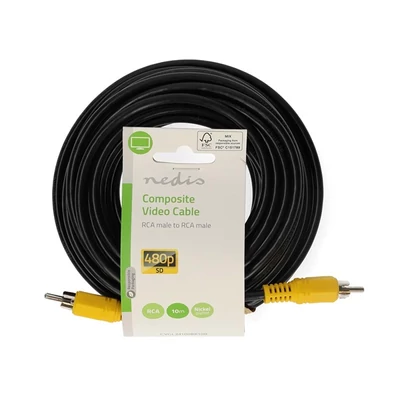 Nedis composite videó kábel, RCA dugó - RCA dugó, hossz 10m, CVGL24100BK100