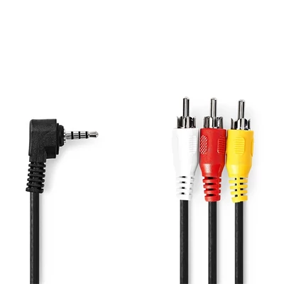 Nedis audio / video kábel, 3,5mm jack - 3x RCA, 1m, CVGL22400BK10