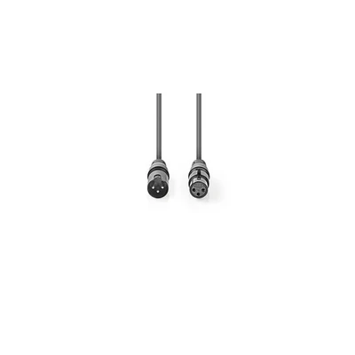 Nedis  COTG15012GY150 DMX adapter kábel, XLR 3 tűs apa | XLR 3 tűs anya | Nikkelezett | 15,0 m | kerek | PVC | Sötétszür