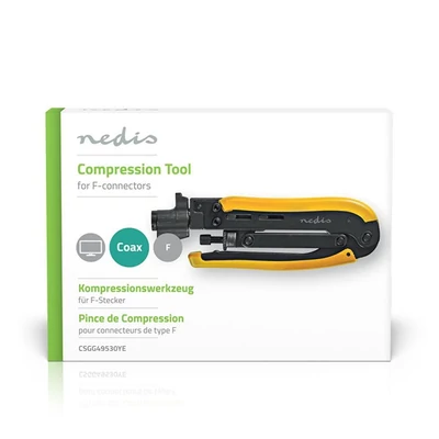 Nedis CSGG49530YE antennkábel kompresszíós fogó, fekete/sárga, ABS, acél,