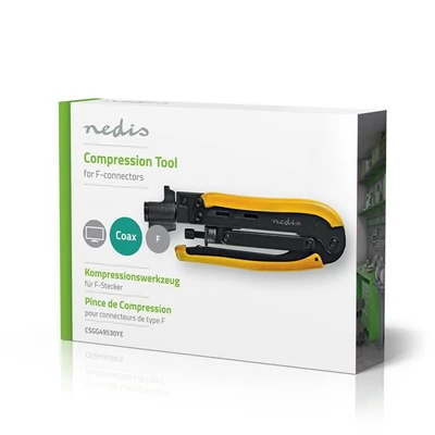 Nedis CSGG49530YE antennkábel kompresszíós fogó, fekete/sárga, ABS, acél,