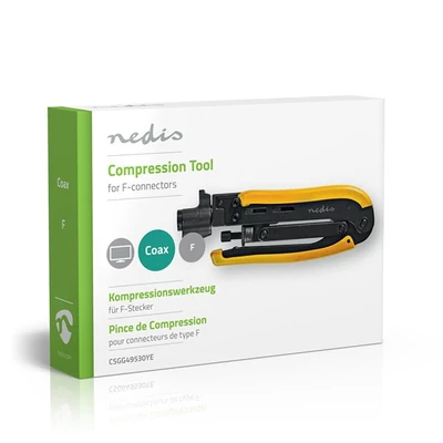 Nedis CSGG49530YE antennkábel kompresszíós fogó, fekete/sárga, ABS, acél,