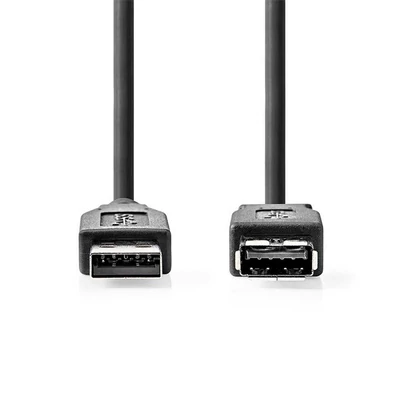 Nedis CCGL61010BK10 USB kábel, USB 3.2 Gen 1, USB-A férfi, USB-A nő, 5 Gbps, Nikkelezett, 1,00 m,  kerek,  PVC,