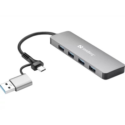 SANDBERG Hub és elosztó, USB-C/A to 4xUSB 3.0 Hub