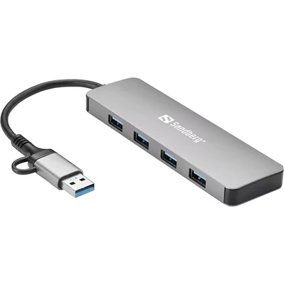 SANDBERG Hub és elosztó, USB-C/A to 4xUSB 3.0 Hub