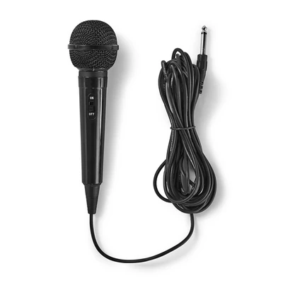 NEDIS MPWD01BK vezetékes mikrofon, Kardioid  Rögzített kábel  5,00 m  80 Hz - 12 kHz  600 Ohm  -75 dB | Be/Ki kapcs
