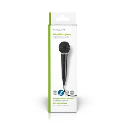 NEDIS MPWD01BK vezetékes mikrofon, Kardioid  Rögzített kábel  5,00 m  80 Hz - 12 kHz  600 Ohm  -75 dB | Be/Ki kapcs