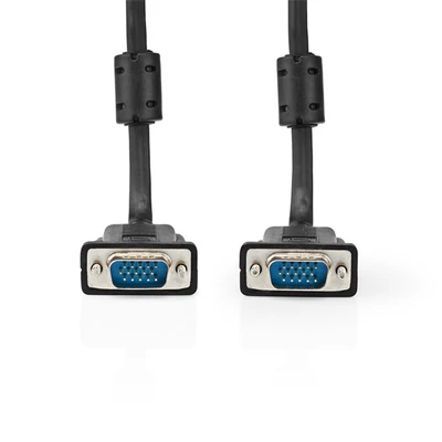 Nedis CCGL59000BK30, VGA kábel, VGA dugó Nikkelezett Maximális felbontás: 1280x768 3,00 m Kerek ABS Fekete