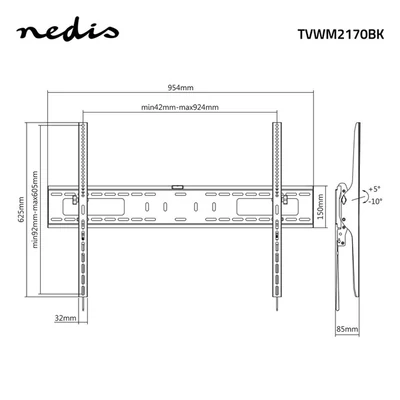 NEDIS TVWM2170BK fali tartó, 60 - 100 