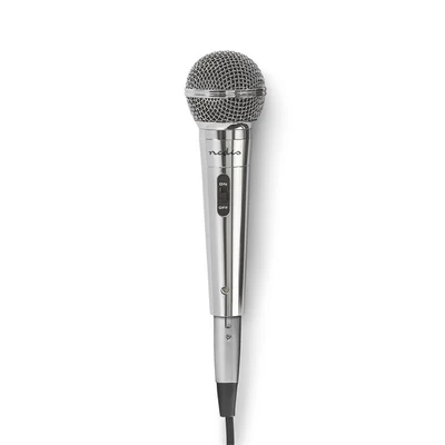 NEDIS MPWD45GY vezetékes mikrofon,Kardioid Levehető kábel 5,00 m 80 Hz - 13 kHz 600 Ohm -72 dB Be/Ki kapcs.fém ezüst