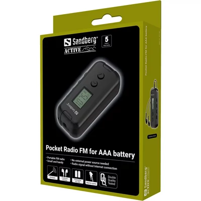 SANDBERG Rádió, Pocket Radio FM for AAA battery