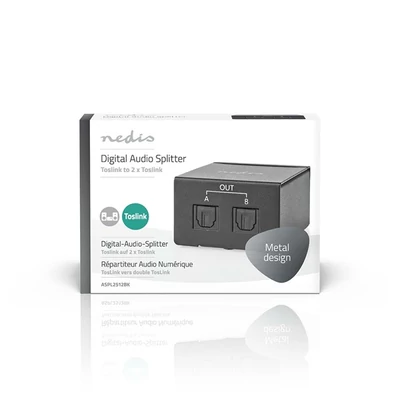 Nedis ASPL2512BK digitális audio splitter, TosLink be - 2x TosLink kimenet