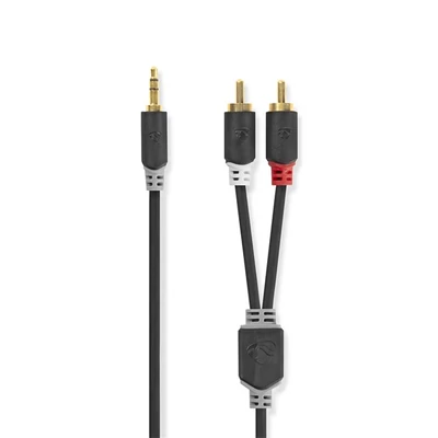 Nedis CABW22200AT30 sztereo audió kábel 3,5mm sztereo jack - 2x RCA,  Aranyozott,  3 m