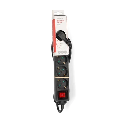Nedis ESOC615F2BK 6 aljzatos kapcsolós elosztó, 1,5 m, 3680 W, 16 A