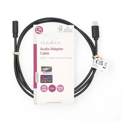 Nedis CCGL65960BK10 USB-C™ dugó | 3,5 mm jack aljzat | 1,00 m