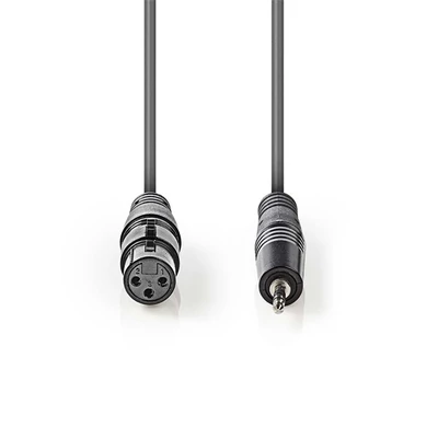 Nedis félprofi audió kábel COTH15320GY10, 3,5mm szteró jack dugó - 3p XLR aljzat, hossz 1m, rugalmas