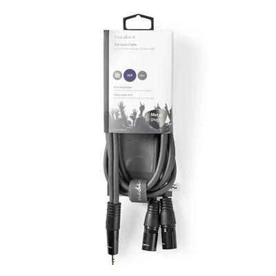 Nedis félprofi XLR audió kábel COTH15310GY15, 2x XLR 3 tűs dugó | 3,5 mm sztereó jack dugó, 1,5m