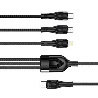 COLORWAY Kábel Type-C CW-CBPDU3060-BK, 3B1 (Lightning+MicroUSB+Type-C) 3.0A (PD60W adatok) 1.2 fekete