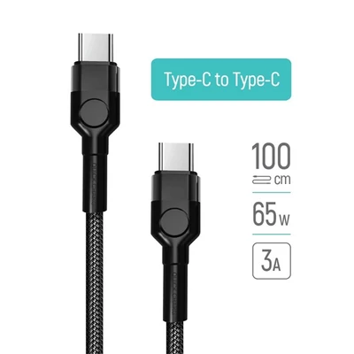 COLORWAY Kábel Type-C CW-CBPDCC047-BK, C-típusú színes kábel (PD Fast Charging 60W) 3,0A 1m fekete
