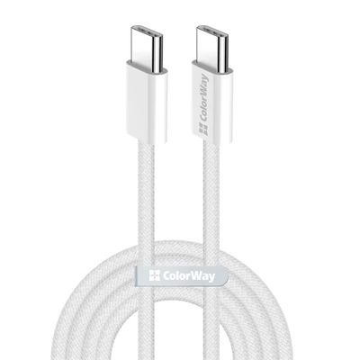 COLORWAY Kábel Type-C CW-CBPDCC061-GR, fonott pamut, PD Fast Charging 60W, 3,0A 1M szürke