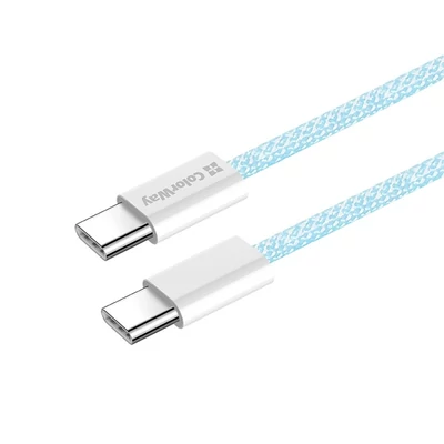 COLORWAY Kábel Type-C CW-CBPDCC061-BL, fonott pamut, PD Fast Charging 60W, 3,0A 1M kék