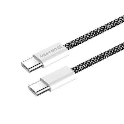 COLORWAY Kábel Type-C CW-CBPDCC061-BK, fonott pamut, PD Fast Charging 60W, 3,0A 1M fekete