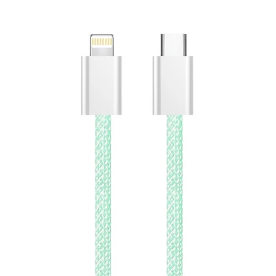COLORWAY Kábel Type-C CW-CBPDCL061-G, Apple Lightning, fonott pamut, PD 27W, 1M zöld