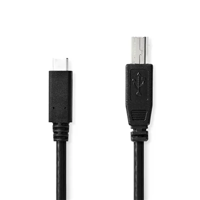 Nedis CCGB60650BK20 USB-C dugó - USB- B dugó (USB C - USB B) kábel, 480 Mbps, 2m
