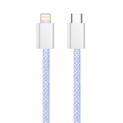 COLORWAY Kábel Type-C CW-CBPDCL061-PU, Apple Lightning, fonott pamut, PD 27W, 1M lila