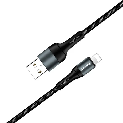 COLORWAY Kábel, USB CW-CBUL045-BK, Apple Lightning (nylon) 2,4A 1M fekete