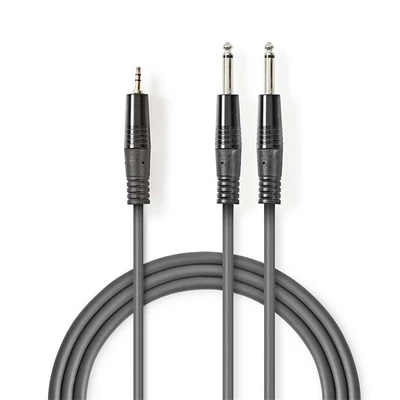 Nedis COTH23200GY30 félprofi audio kábel, 3,5mm sztero jack dugó - 2 x 6,35mm mono jack dugó, 3m, rugalmas