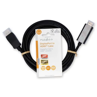 Nedis CCGL37100BK30 Display port dugó - HDMI dugó kábel 1080p, 3m