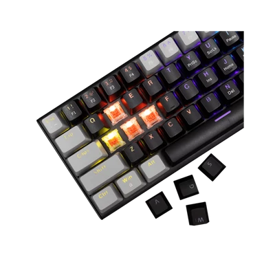 WHITE SHARK WAKIZASHI-2/B-G/R-HU, GK-002113V2/B-G/R-HU fekete/szürke magyar, mechanikus gamer billentyűzet, piros kapcs.