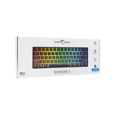 WHITE SHARK GK-004121B/BL-US SHINOBI-2/B-BL-US mech. bill. 61 kék gomb,fekete,angol