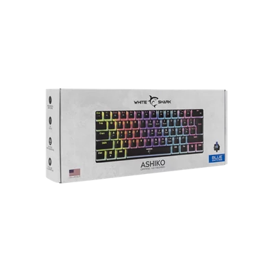 WHITE SHARK GK-2202-2B/BL-US ASHIKO-2/B/BL-US fekete mech.bill. angol, 61 kék kapcs.