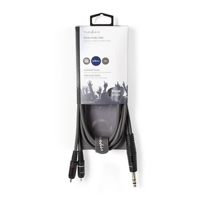 Nedis COTH23300GY15 félprofi XLR audió kábel, 6,35mm sztereo jack dugó - 2x RCA dugó, 1,5m