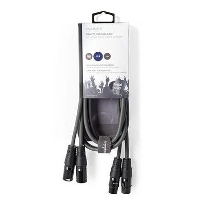 Nedis COTH15030GY15 félprofi XLR audió kábel, 2 x XLR 3p dugó - 2 x XLR 3p aljzat, 1.5m, rugalmas