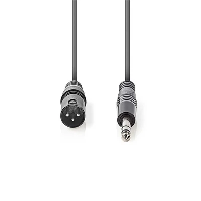 Nedis COTH15100GY30 félprofi audio kábel, 6,35mm sztereo jack dugó - 3p XLR dugó, hossz 3m, rugalmas