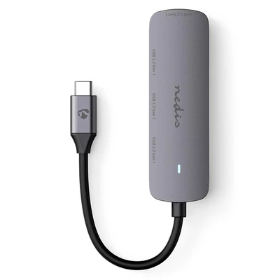 Nedis CCGB64220GY01 4 portos USB-C hub, USB-C dugó (USB C) to 4x USB A 3.2 Gen1