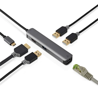 Nedis CCBW64210AT02 USB-C (USB C) dugó - 3x USB, HDMI, RJ45, 5 Gbps