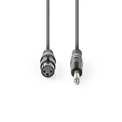 Nedis COTH15120GY15 félprofi audio kábel, 6,35mm mono jack dugó - 3p XLR aljzat, hossz 1,5m, rugalmas