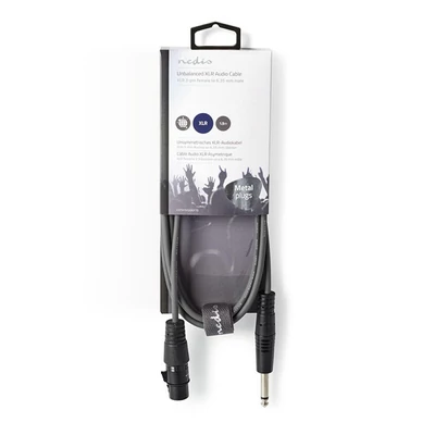 Nedis COTH15120GY15 félprofi audio kábel, 6,35mm mono jack dugó - 3p XLR aljzat, hossz 1,5m, rugalmas
