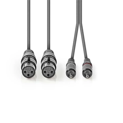 Nedis COTH15230GY15 félprofi audio kábel, 2x XLR aljzat - 2x RCA dugó, 1,5m