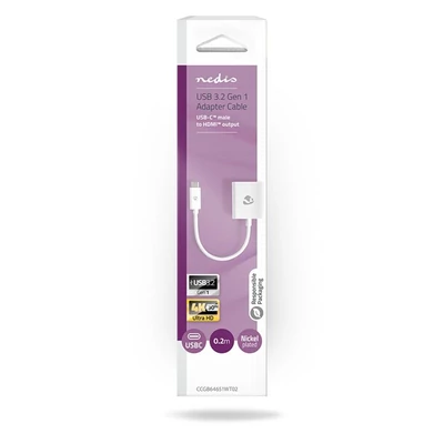 Nedis CCGB64651WT02 USB 3.2 Gen 1, USB-C (USB C) - HDMI 4K@30Hz, 0,20m