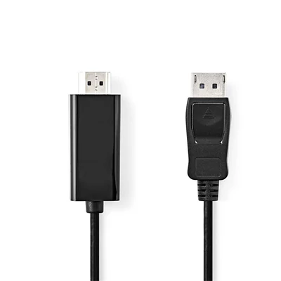 Nedis CCGL37100BK20 Displayport dugó - HDMI dugó kábel 1080p, 2m