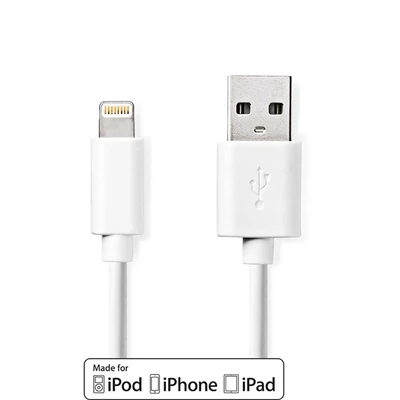 Nedis CCGL39300WT20 USB 2.0, Apple Lightning 8-Pin kábel MFI engedélyes Apple chipkészlettel, 2m